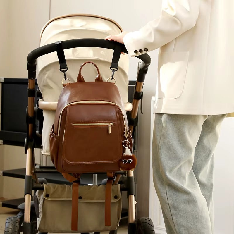PU Leather Diaper Bag Backpack