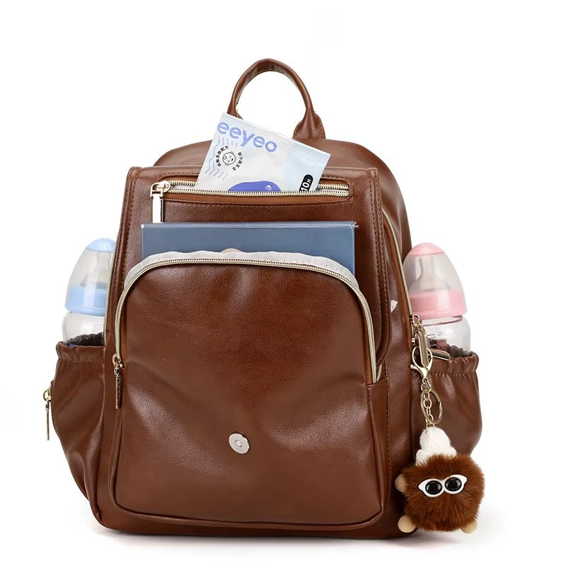 PU Leather Diaper Bag Backpack
